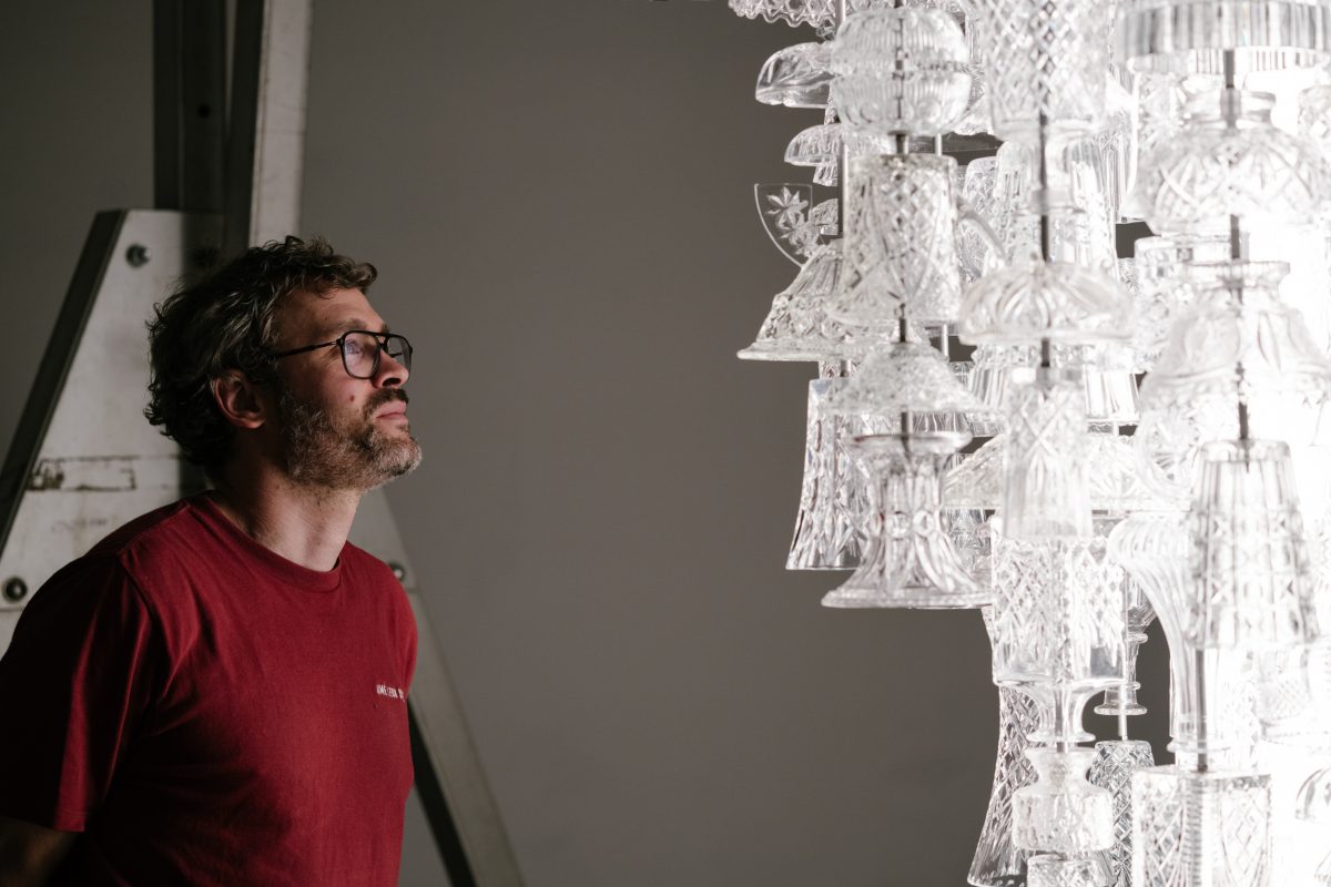 Against the Grain exhibition Jan Hendzel with the Stuart Haygarth ICICLE (Stem) (c) George Baggaley