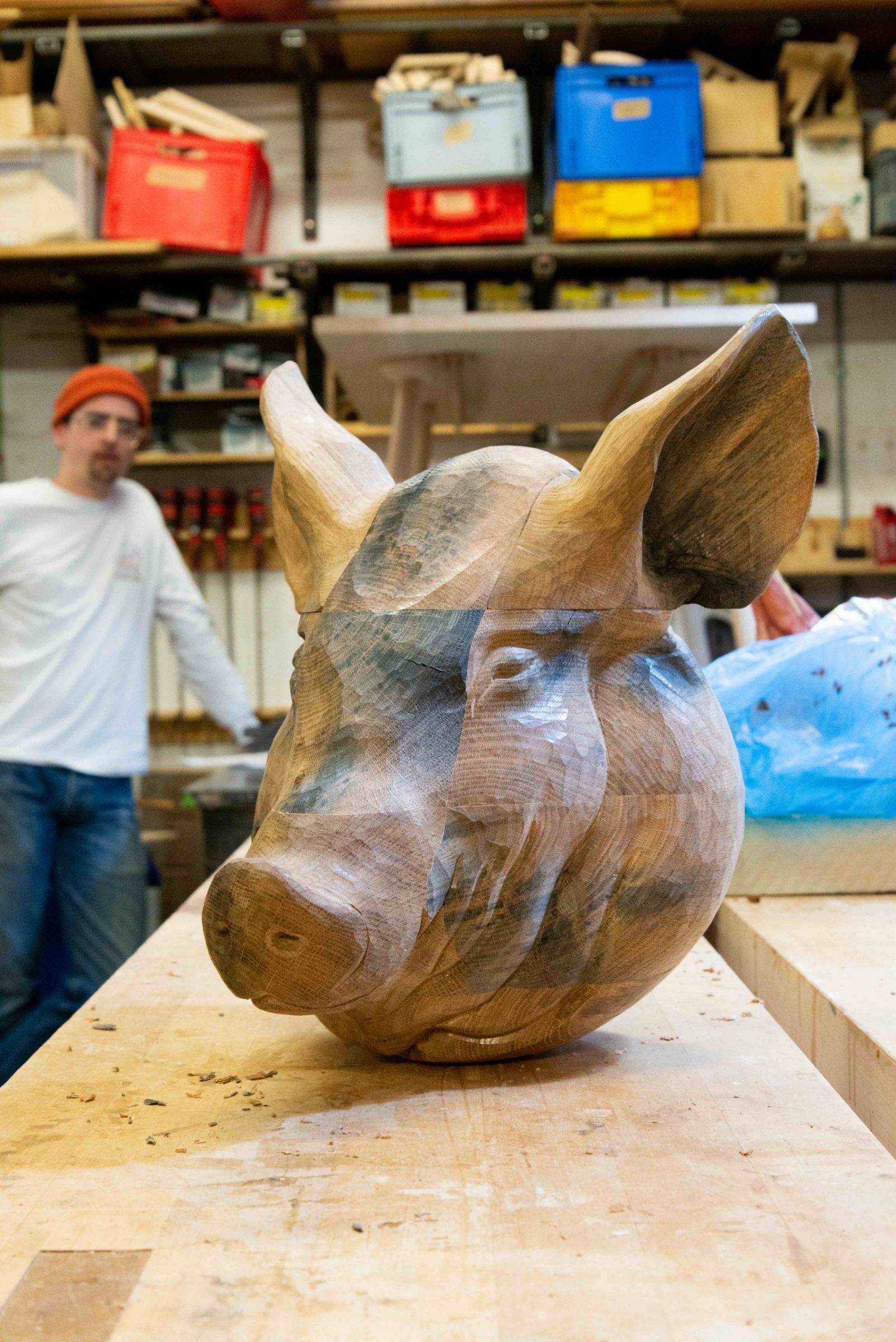 Jan Hendzel studio mantec pigs head sculpture-scaled
